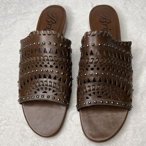 Brighton Women's US 7.5 M Neo Mule Sandals Carmel Leather MSRP $225 Worn Once